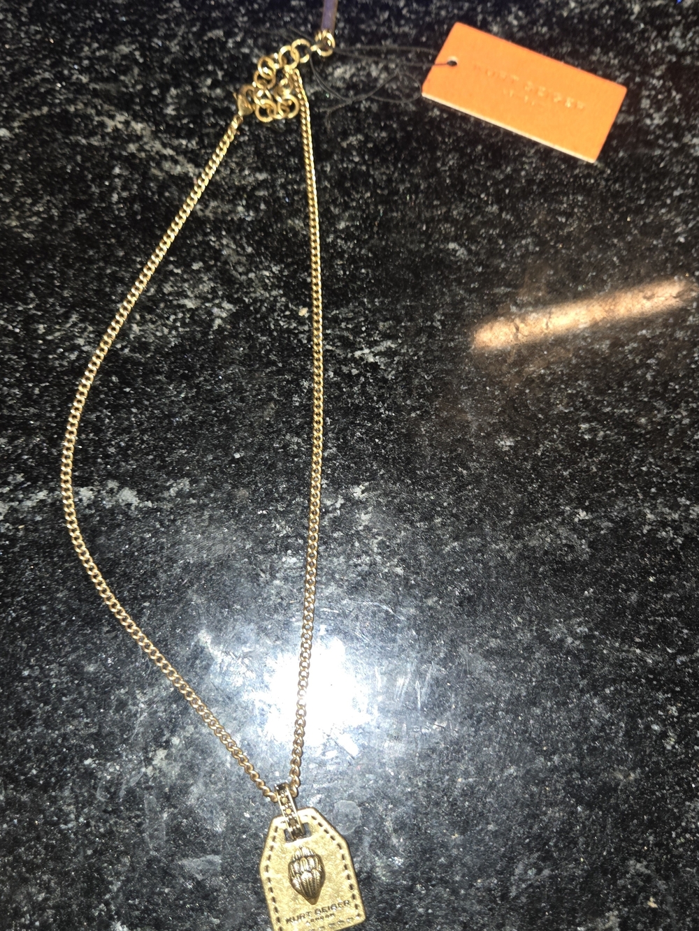 Kurt Geiger Gold Tone Dog Tag Necklace - Picture 5 of 5